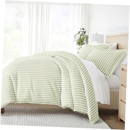 Twin XL Rugged Stripes Sage Duvet Cover - Soft & Stylish Bedding