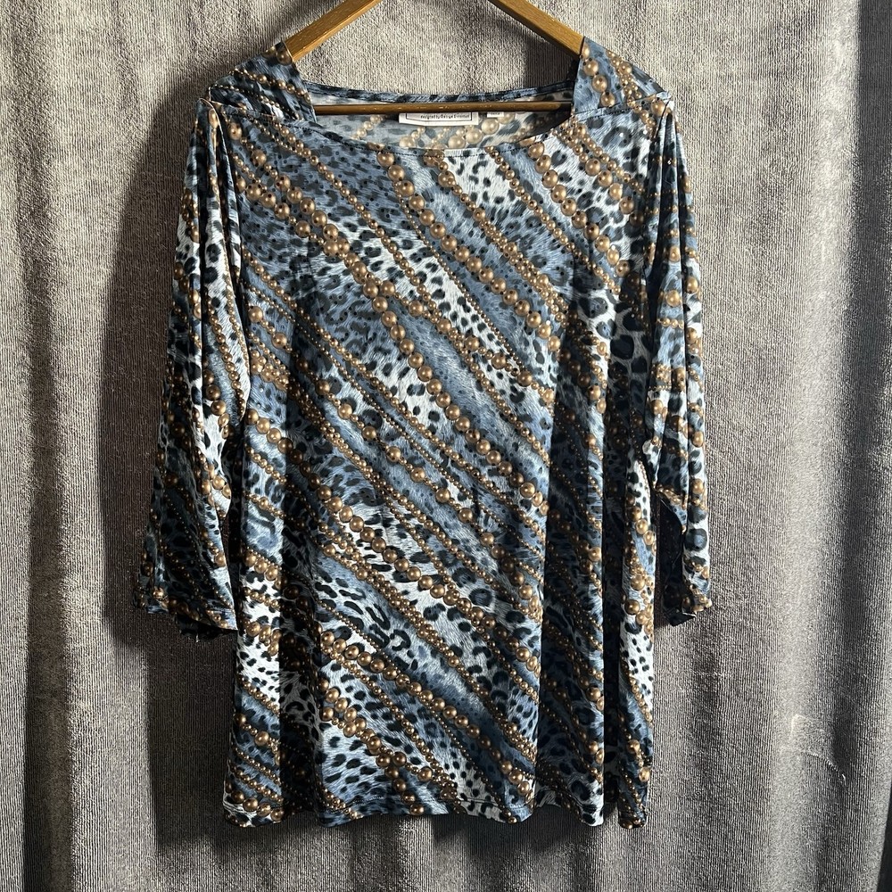Simonton Plus Size 1X Boat Neck 3/4 Sleeve Career Blouse for Women