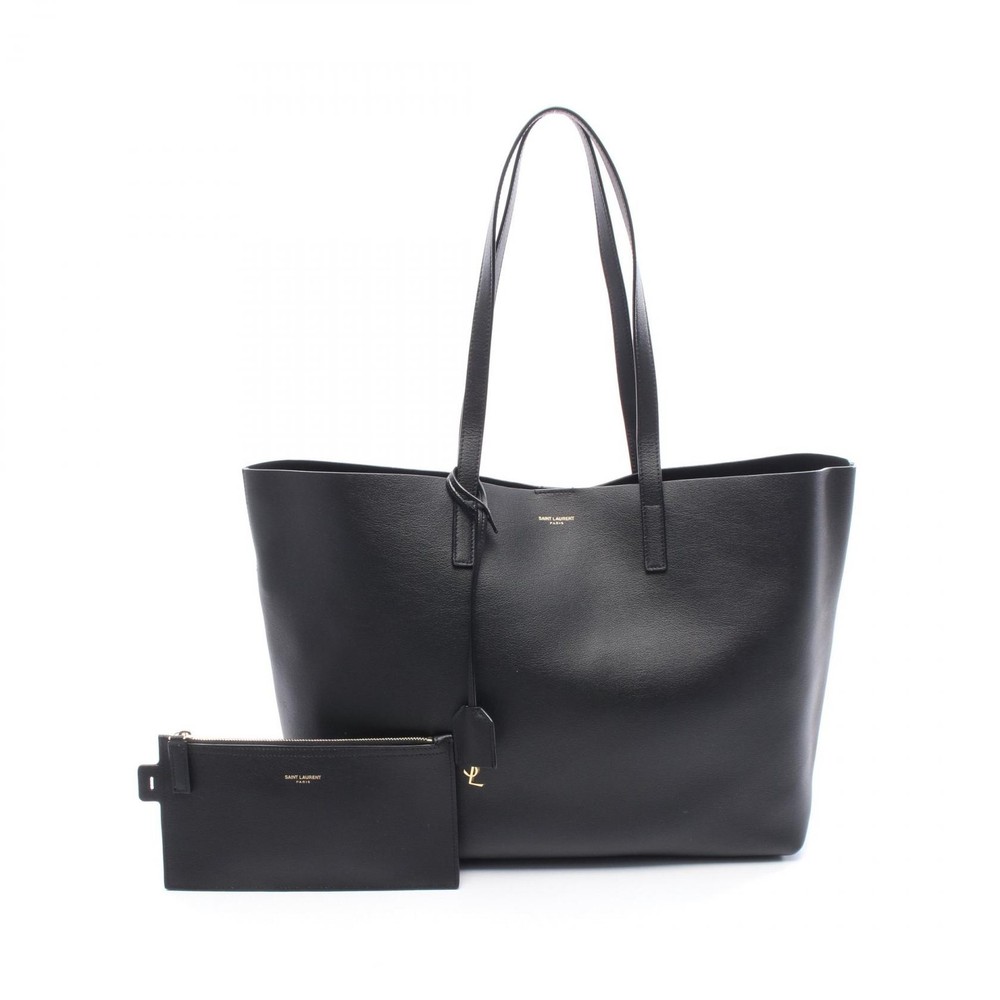 SAINT LAURENT PARIS Black Leather Shoulder Tote Bag for Women Pre-Owned 600281