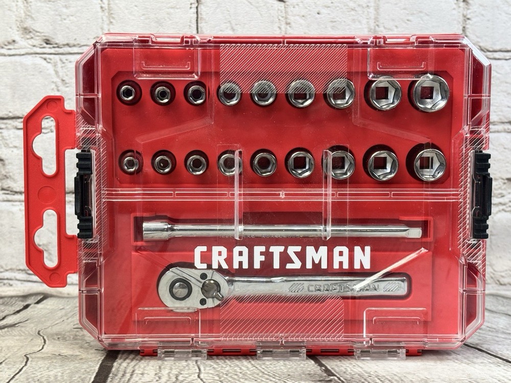 CRAFTSMAN VERSASTACK 20-Piece SAE & Metric Socket Set with Ratchet Extensions and Case