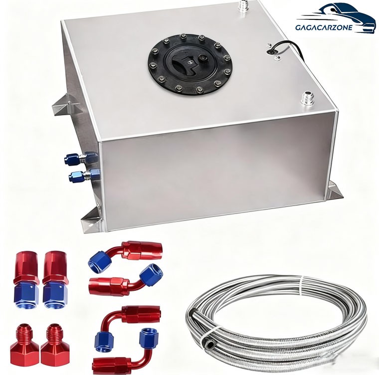 10 Gallon Aluminum Fuel Cell Gas Tank+Cap+Level Sender+Nylon Fuel Line Kit Slive