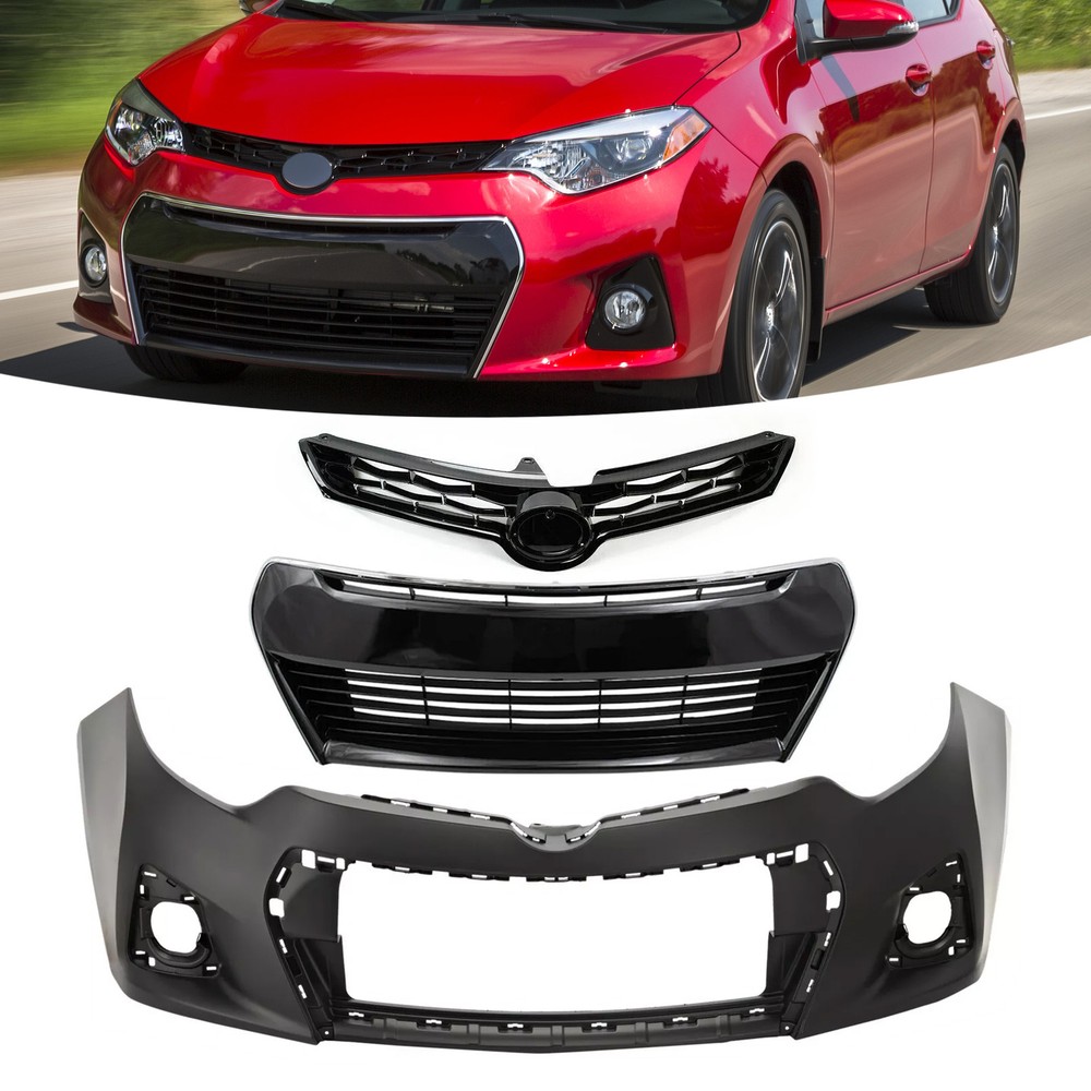 For 2014-2016 Toyota Corolla S SE Front Bumper Cover Upper Lower Grille