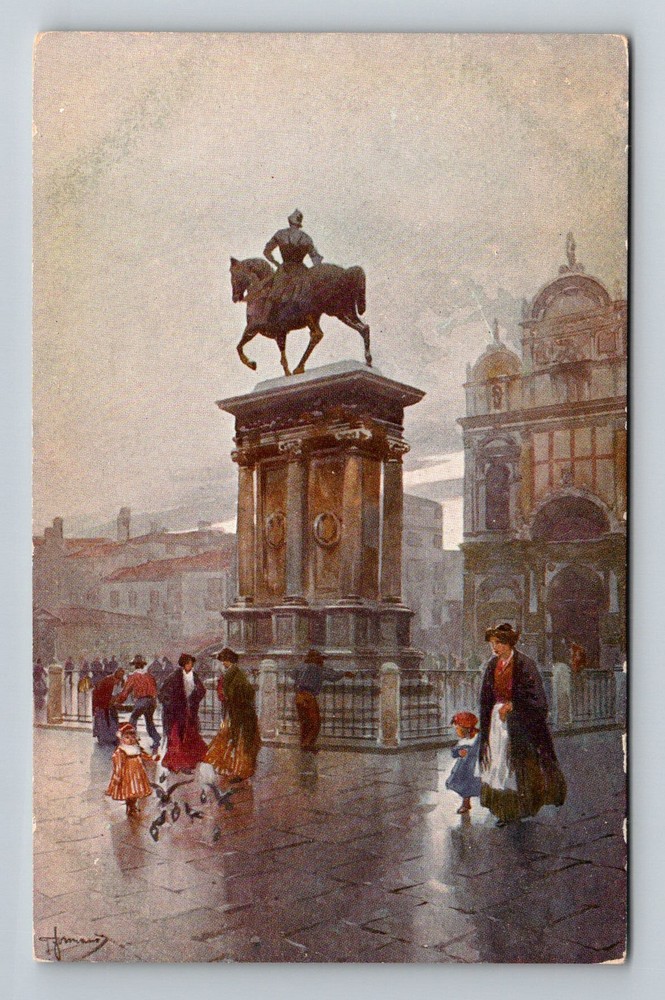 Italy- Venice Military Leader Colleoni Equestrian Monument Old Vintage Postcard