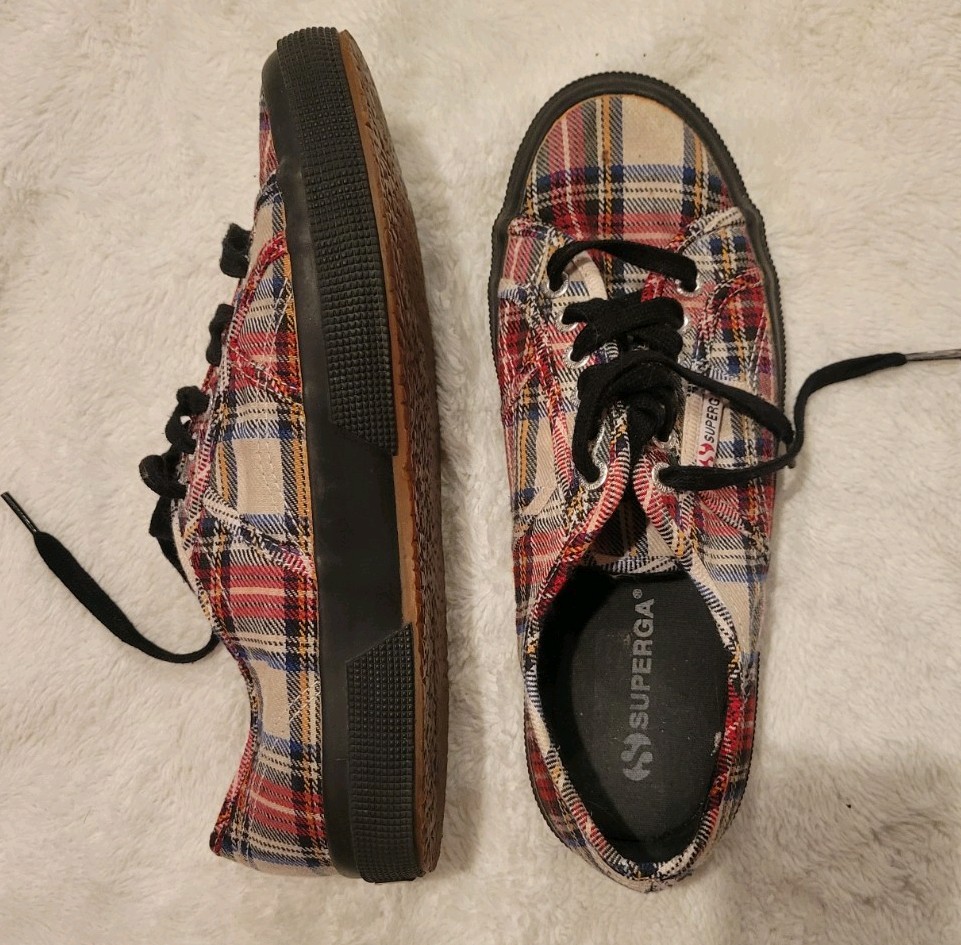 Superga Women's Plaid Converse Shoes, Canvas/Rubber, Size 41/ US 10-10.5