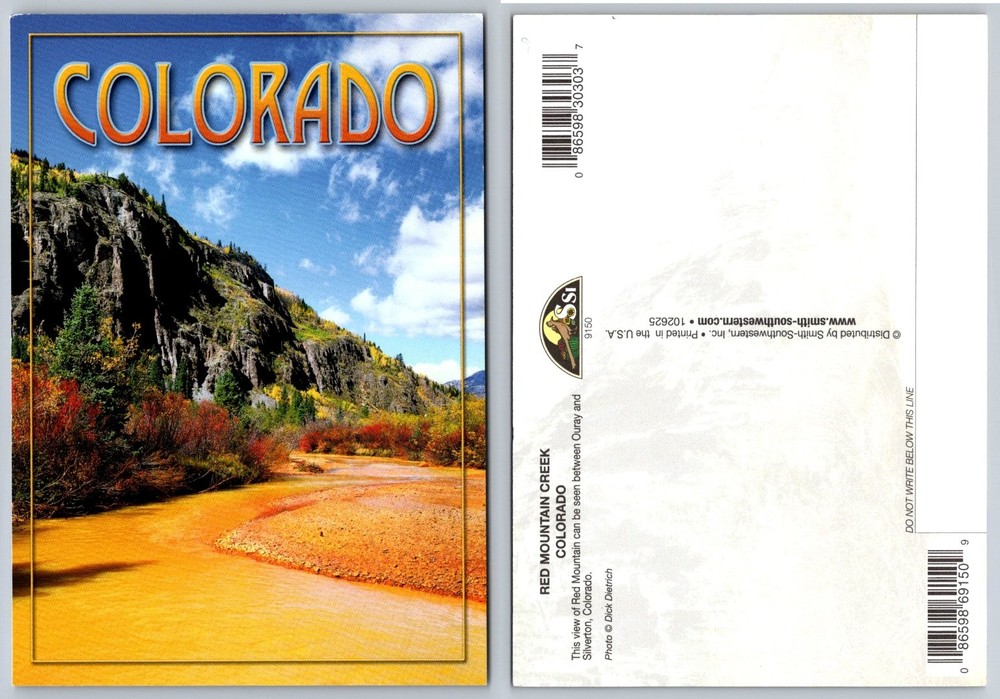 Colorado Red Mountain Creek Ouray Silverton Autumn Scenery Postcard