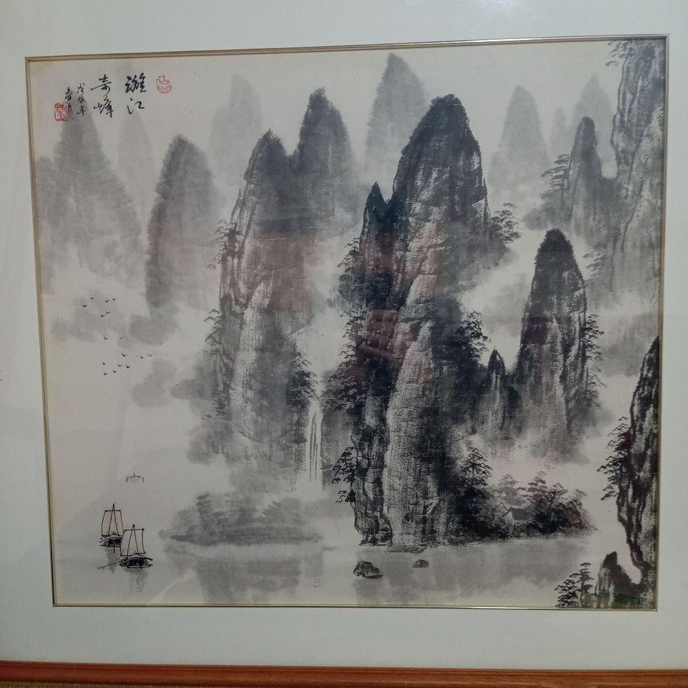 Japanese Hanging scroll Ink painting fine art