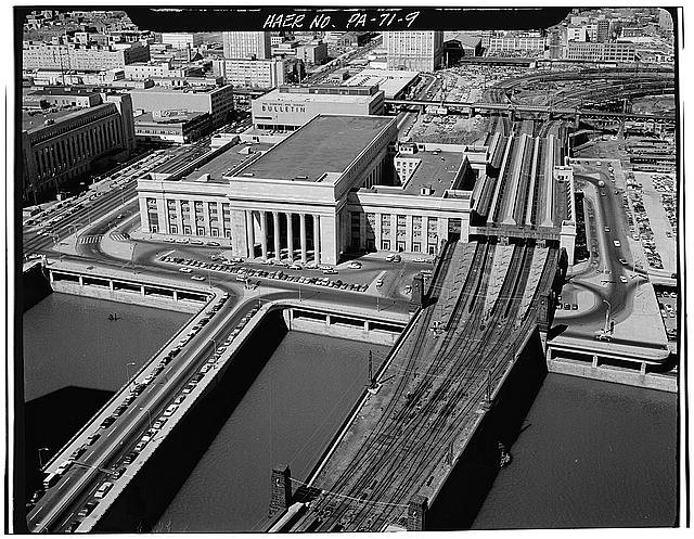 Philadelphia PA Pennsylvania Railroad 30th Street Station 1930s Aerial View