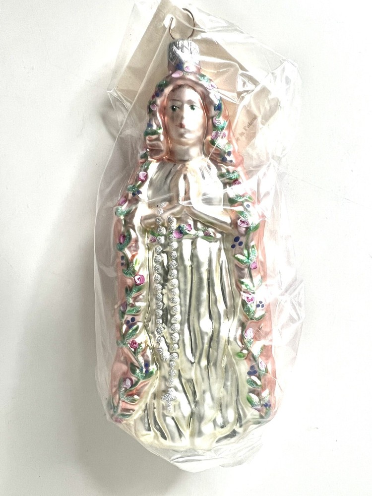 PATRICIA BREEN Madonna of the Flowers Pink Floral Christmas Ornament SEALED 6”