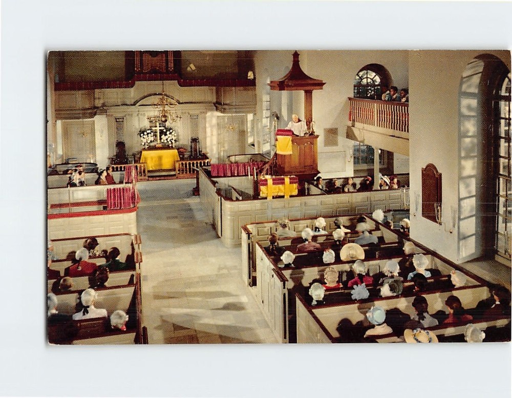 Postcard Interior Bruton Parish Church Williamsburg Virginia USA