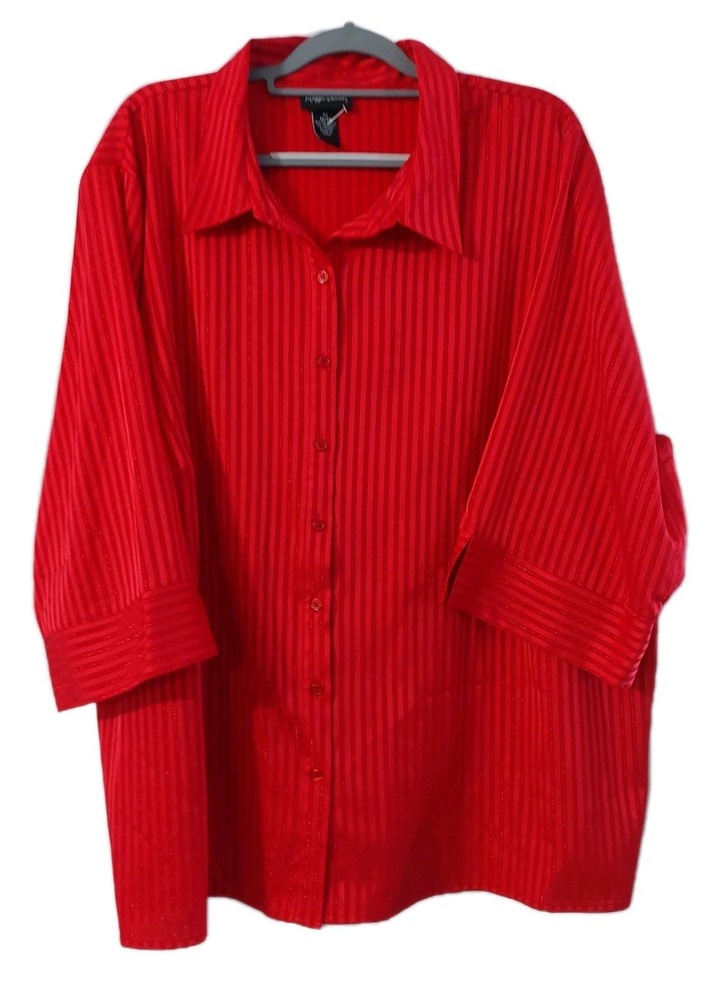 Maggie Barnes Womens Shirt Size 3X Red Striped Tunic Top