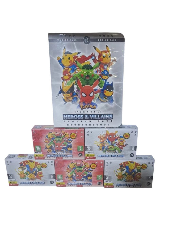 5 Boxes - 2025 Box Pokemon Heroes & Villains + Collector Folder - Free Shipping