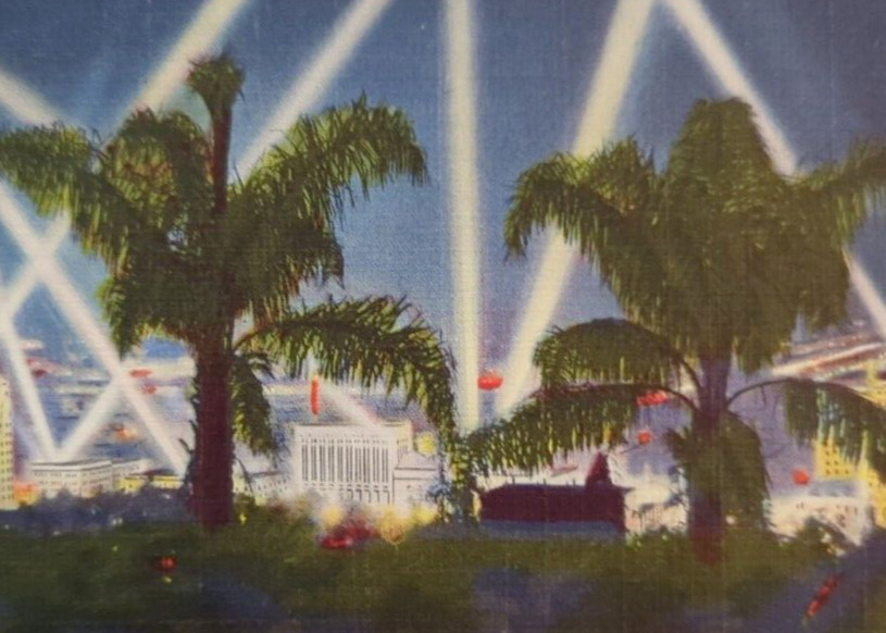 World Premiere Night In Hollywood California Unused VTG Linen Postcard