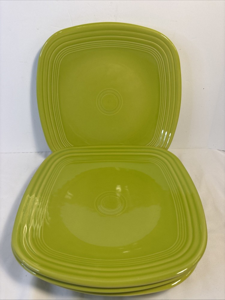 4 Fiesta Lemongrass 10 7/8” Square Dinner Plates Homer Laughlin Fiestaware