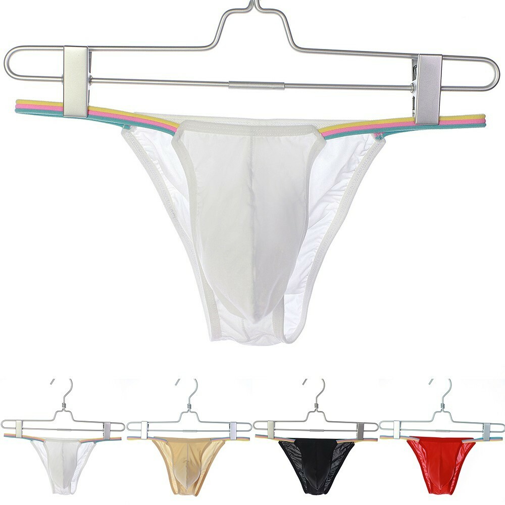 Sexy Men Ice-Silk Underwear Bikini Thong Perspective Low-Rise Breathable Briefs