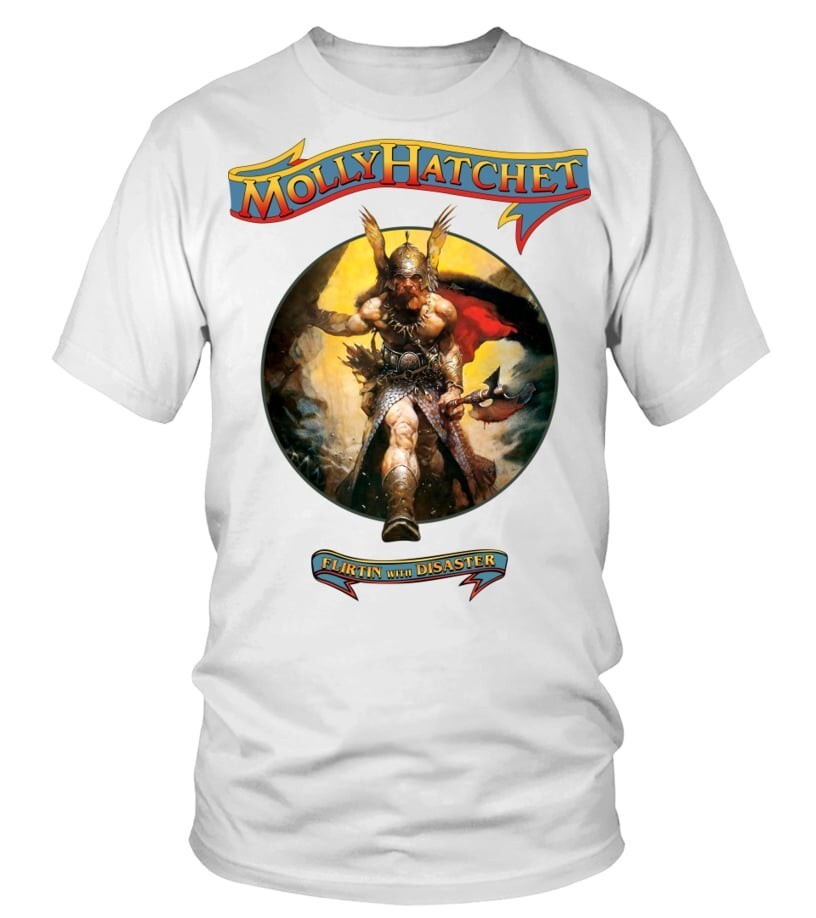 Vtg Molly Hatchet - Flirtin with disaster Cotton White Unisex T Shirt SE209