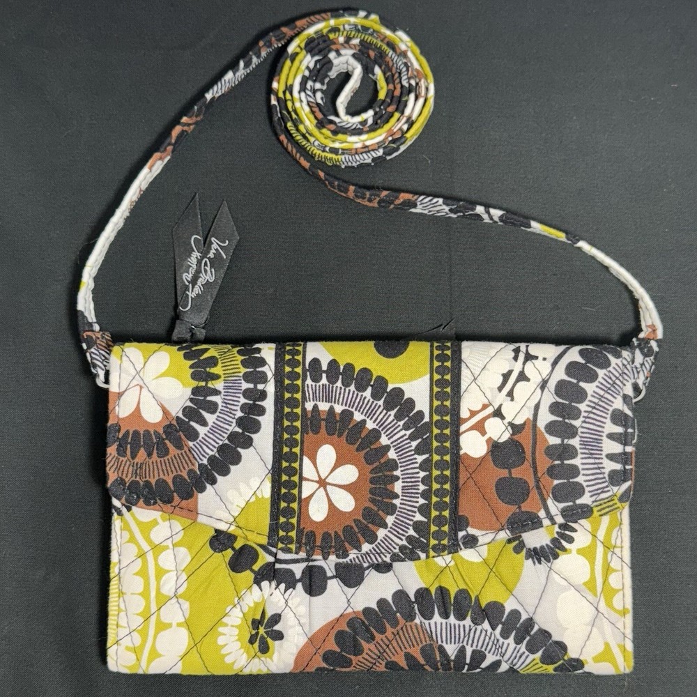 Vera Bradley Cocoa Moss Tri-Fold Clutch with Removable Crossbody Strap  
