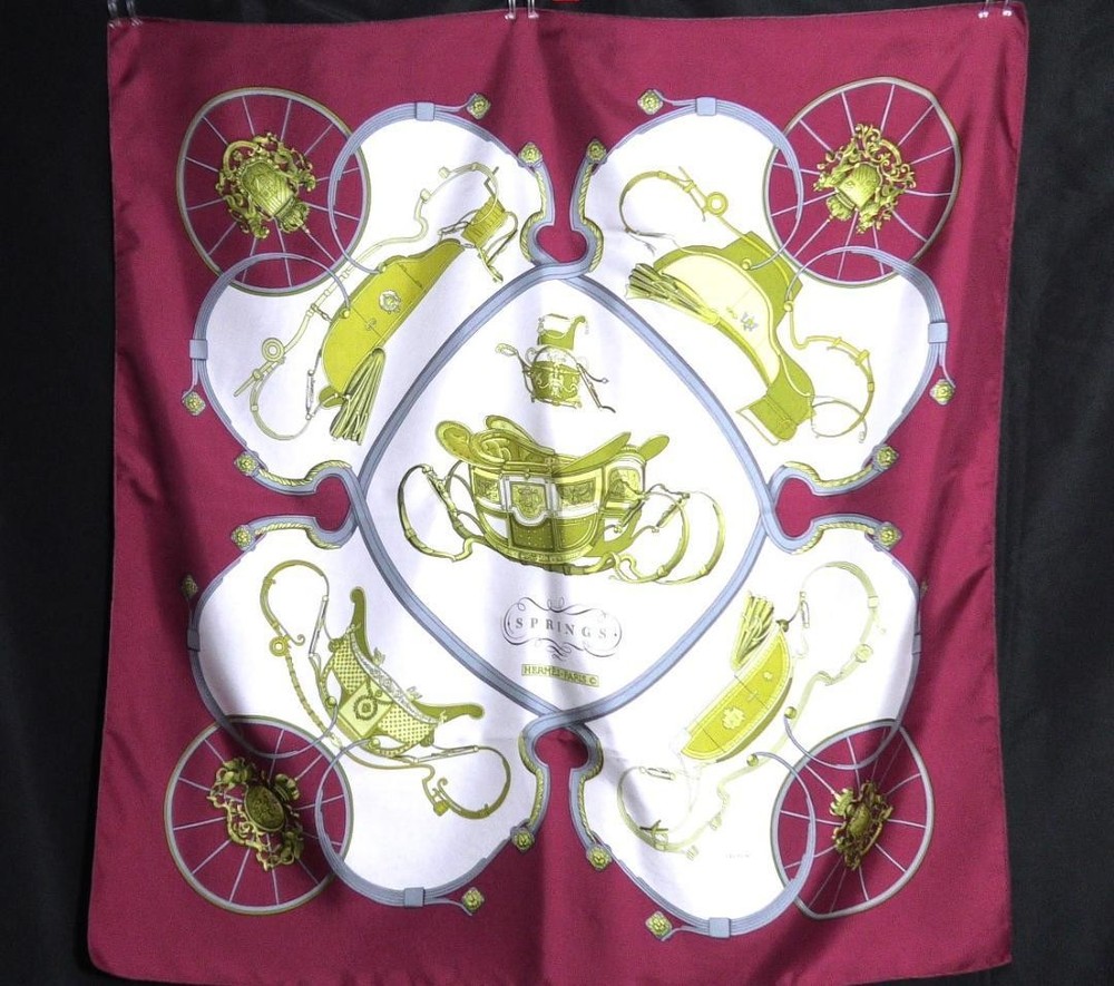 HERMES Large Scarf Carre 90 Springs Silk Vintage Authentic From Japan
