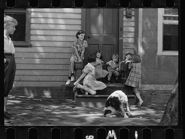 Photo:Georgetown Washington DC 1935 Children on Steps with Dog