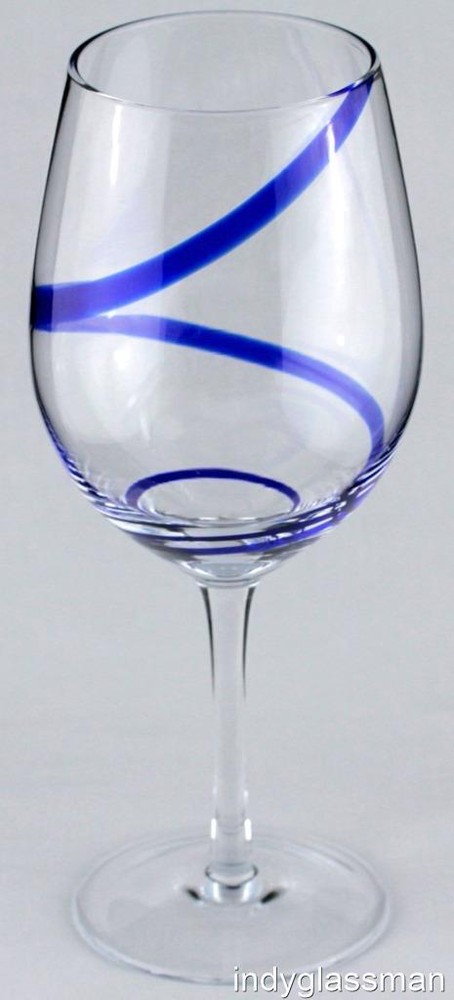 Pier 1 Imports SWIRLINE COBALT BLUE SWIRL Red Wine Glass / Water Goblet 20% OFF