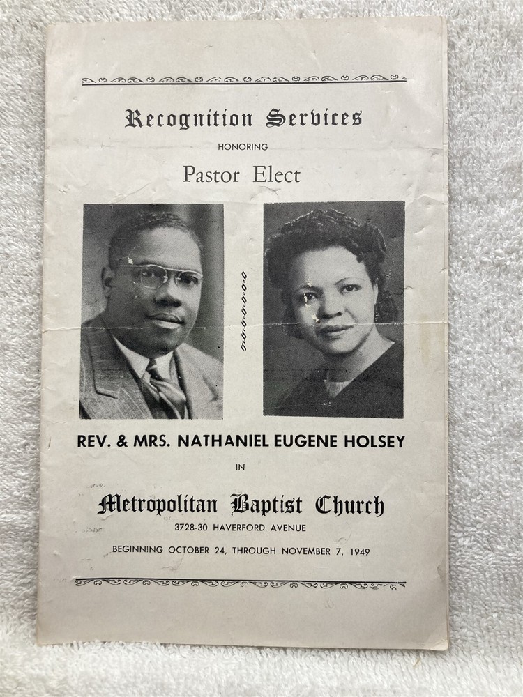 1949 Metropolitan Baptist Church Pastor Election Service Program Philadelphia PA