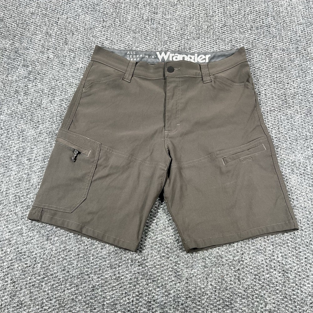 Wrangler ATG Shorts Men 32 Brown Beige Nylon  All Terrain Gear Cargo Stretch