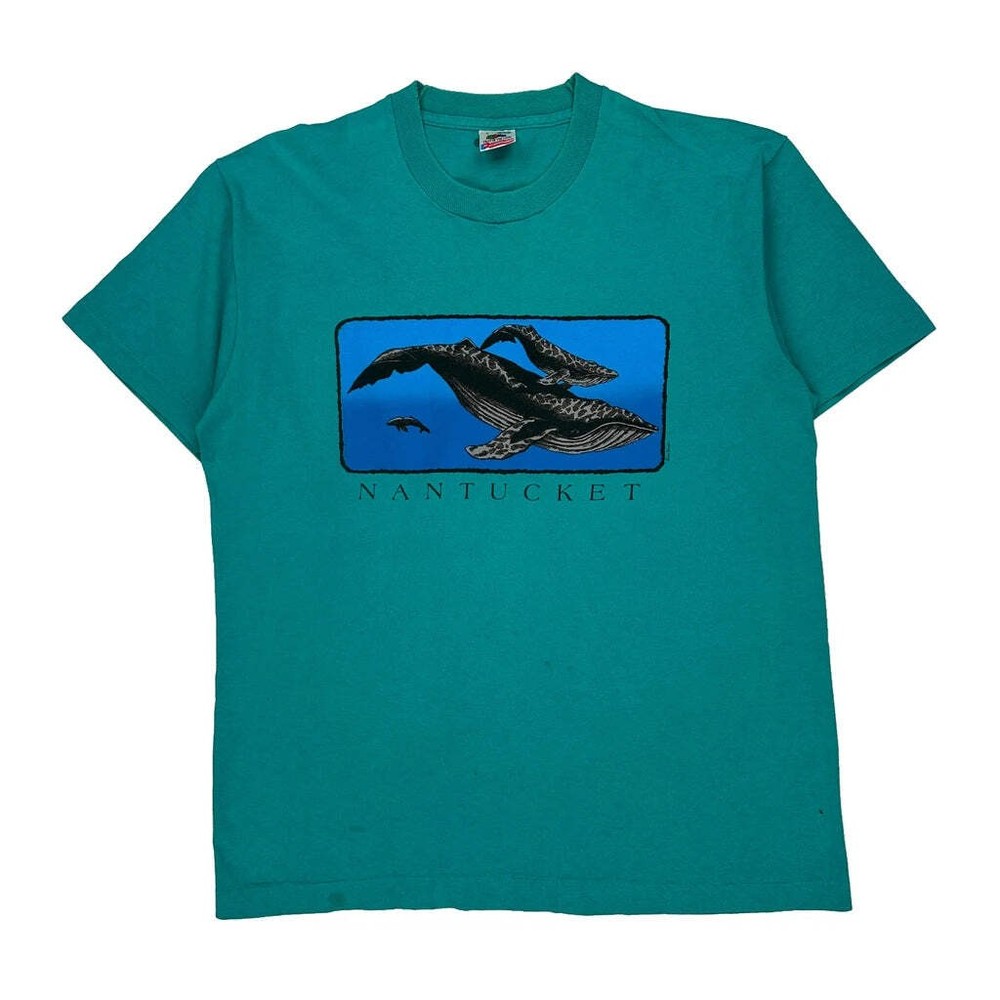 Fruit Of The Loom Single Stitch T-Shirt - Large Green Cotton
