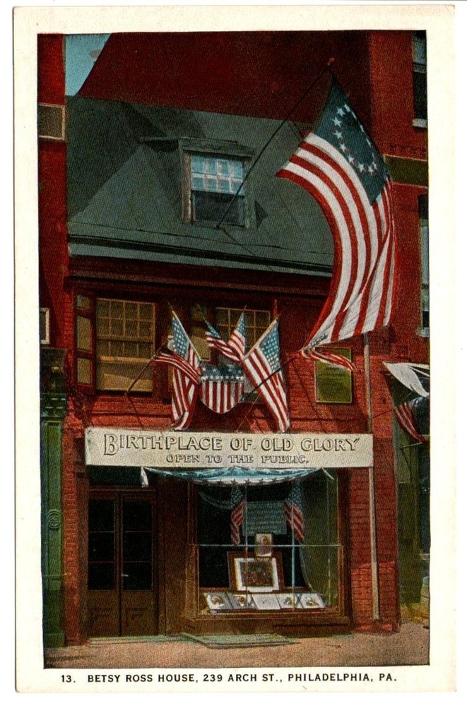Vintage Linen Postcard Betsy Ross House Philadelphia PA Unposted