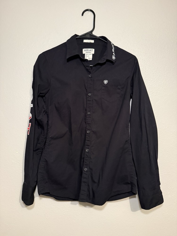Ariat Real Kirby Fitted Women’s S Black Western Button Shirt Long Sleeve Stretch