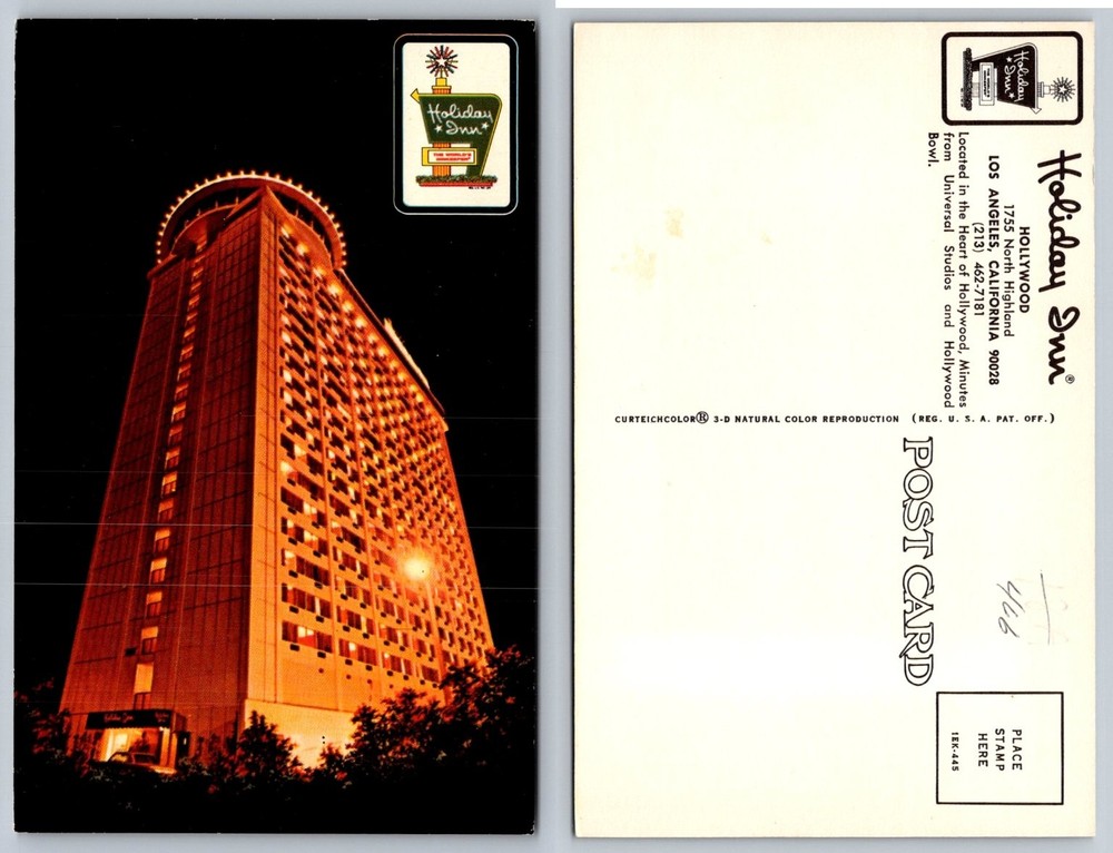 Hollywood Holiday Inn Hotel Los Angeles CA Curteichcolor Postcard