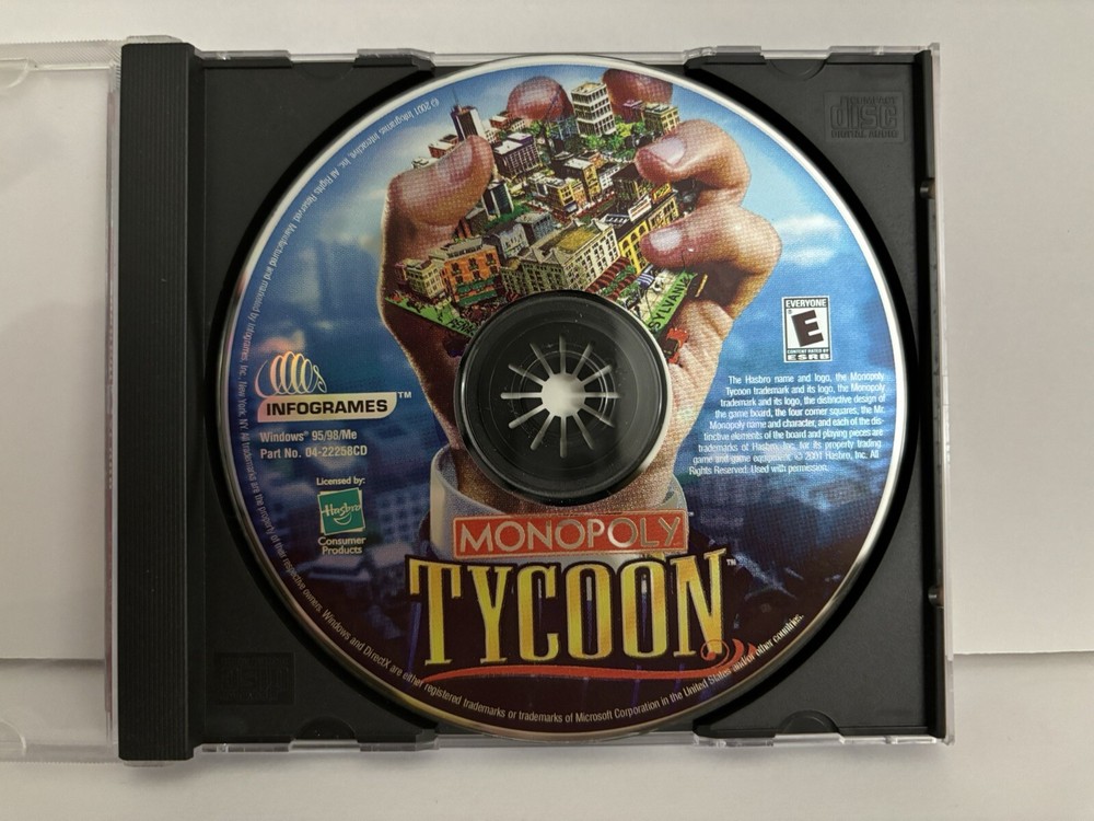 Monopoly Tycoon PC CD-ROM Computer Game 2001 No Manual - Near Mint Disc!