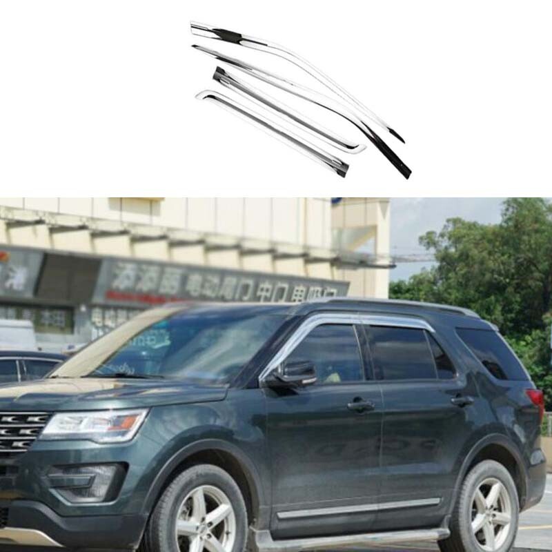 4PCS Chrome Window Visor Shades for 2011-2019 Ford Explorer Sun Rain Guard