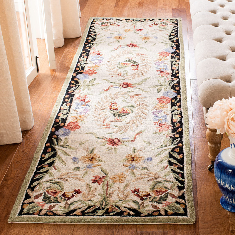 Safavieh Chelsea Collection Runner Rug - 26 X 6 Creme Black Hand-Hooked French