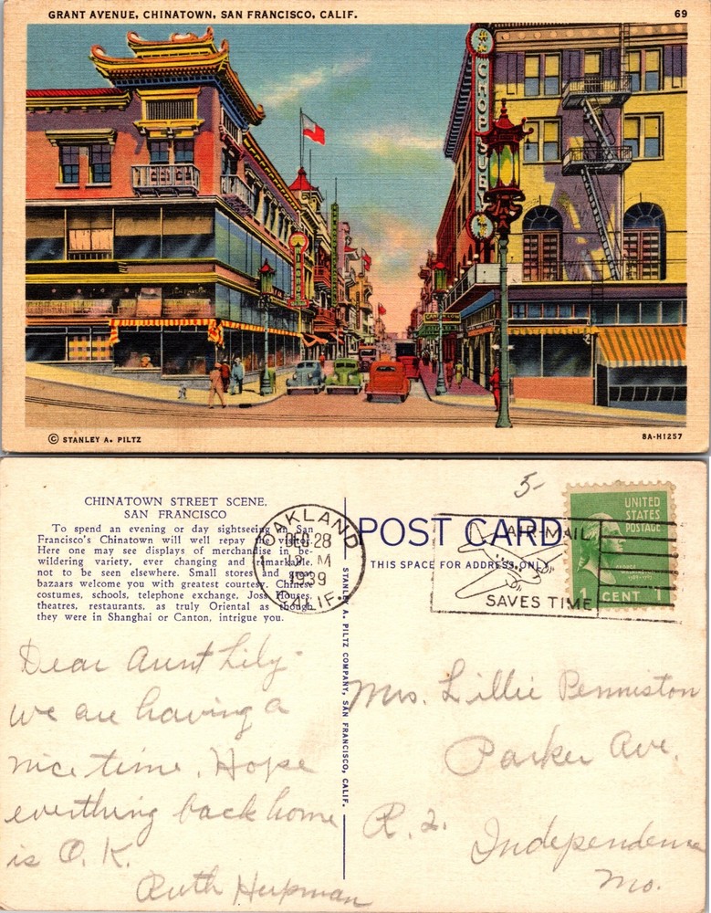 Grant Avenue Chinatown San Francisco California Postcard