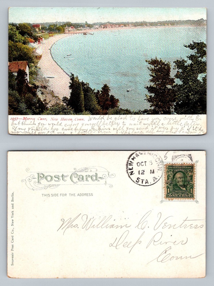New Haven, CT-Connecticut, Morris Cove Coastal View c1907 Old Vintage Postcard