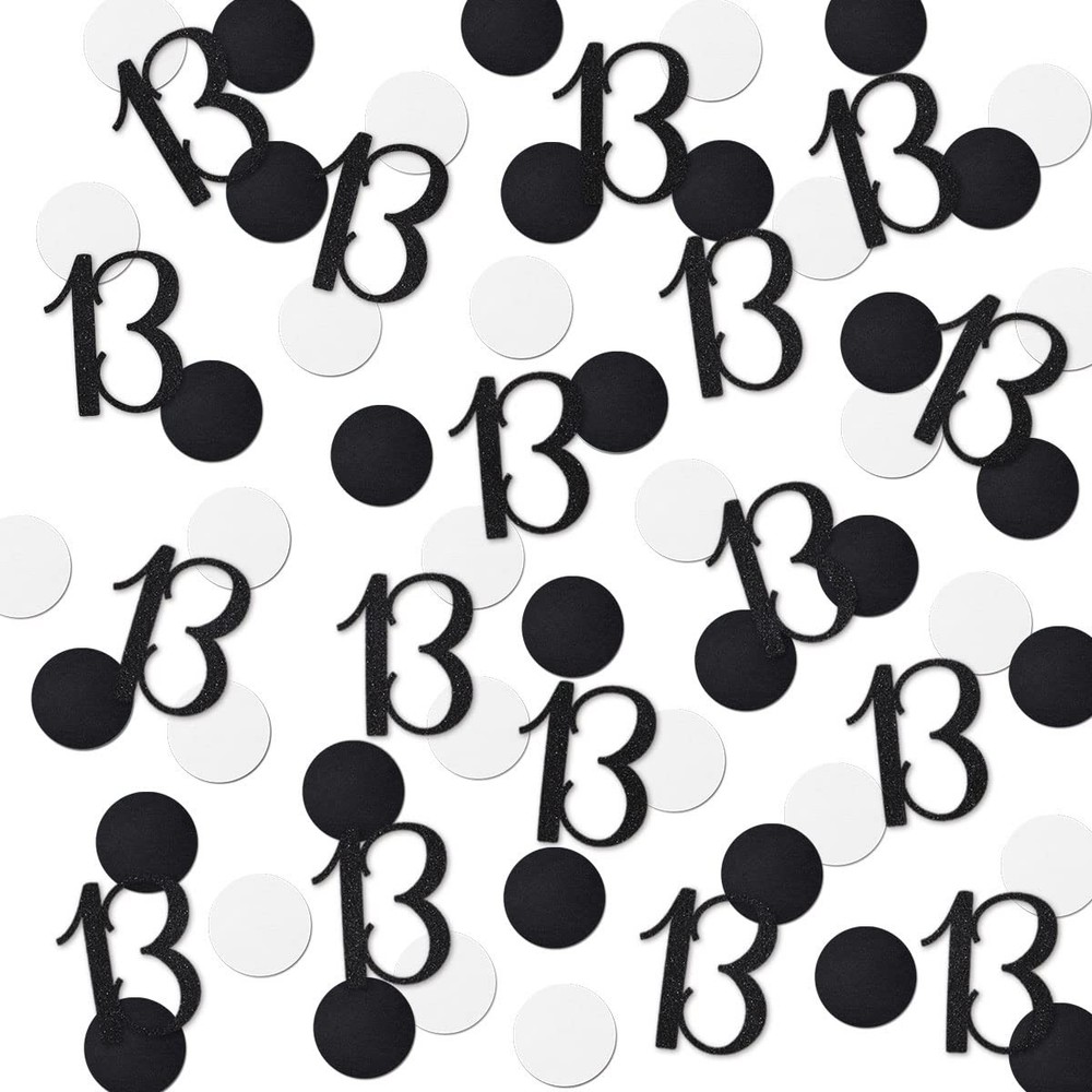 200 PCS Black Glitter Confetti for 13th Birthday or Anniversary Decorations
