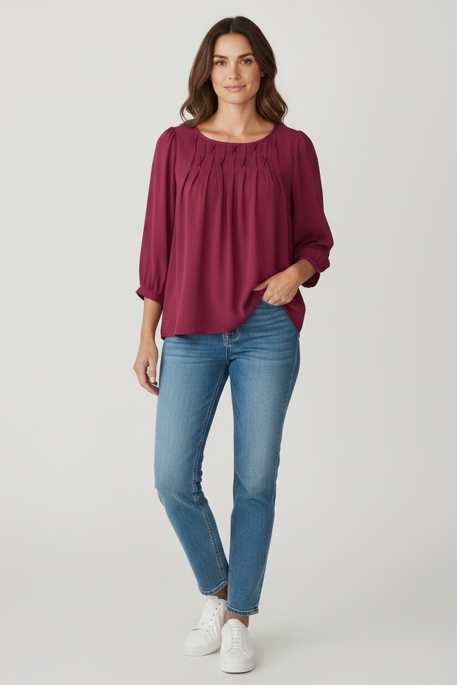 Loft Women’s Size Small 3/4 Sleeve Round Neck Blouse