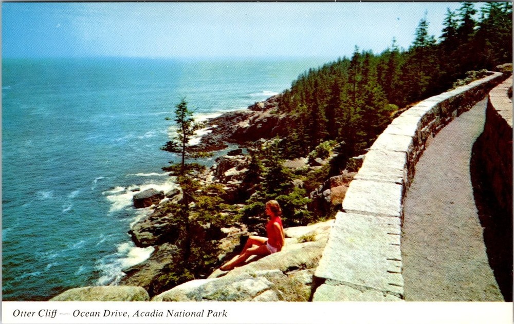 Otter Cliff Ocean Drive Acadia National Park Maine Vintage Postcard-image