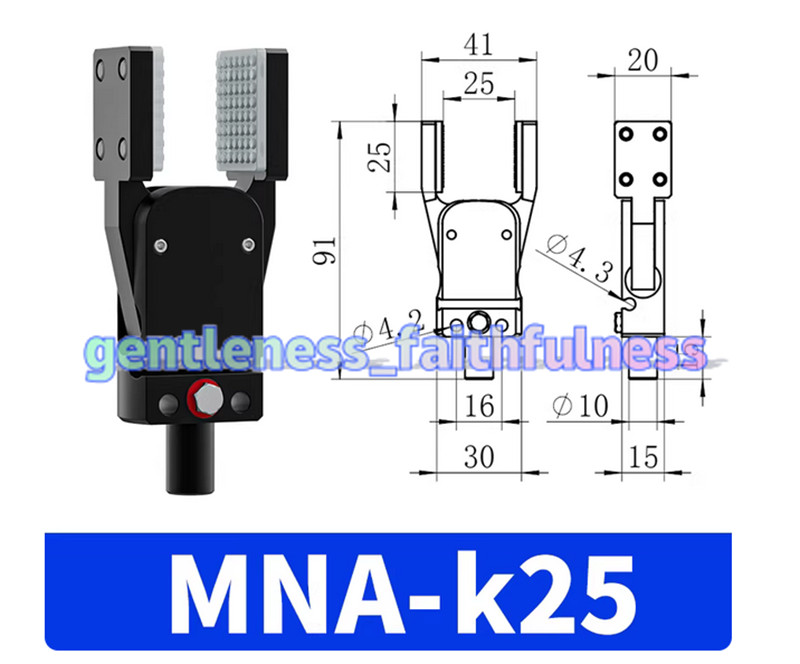 MNA-K25 Pneumatic Parallel Gripper Wide Opening Flat Type Thread Mount Robotic