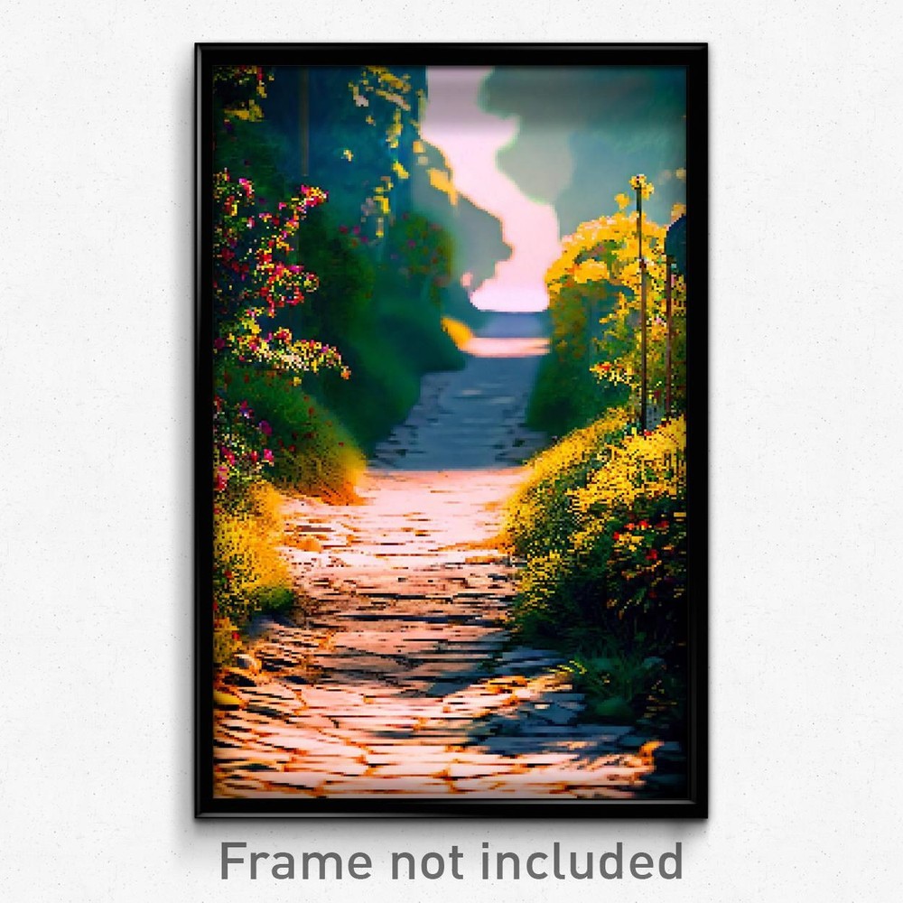 8-Bit Psychedelic Pixel Art Poster - Outlandish Path Trippy Gamer Print