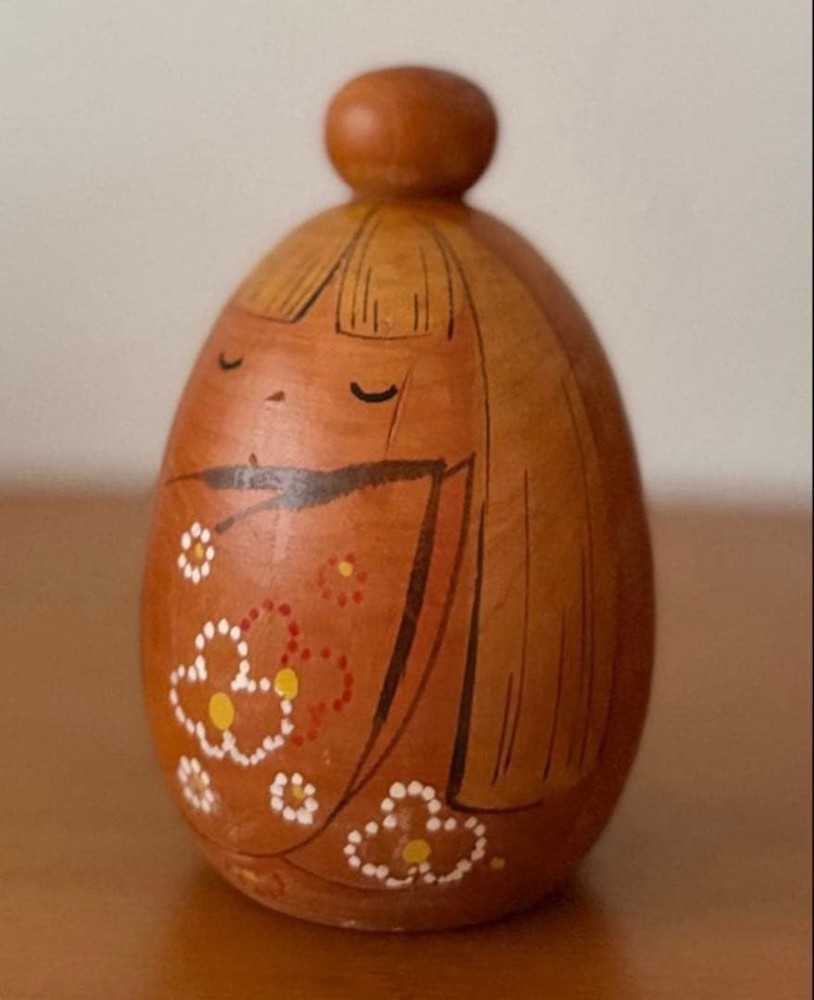 Yajima Suihou Kokeshi Doll Rounded Design 12.5cm Handmade Vintage