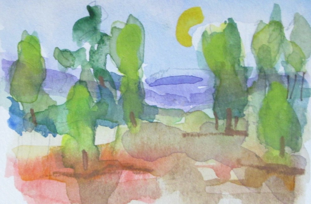 Woodland ACEO Miniature Watercolor Landscape Art by Delilah