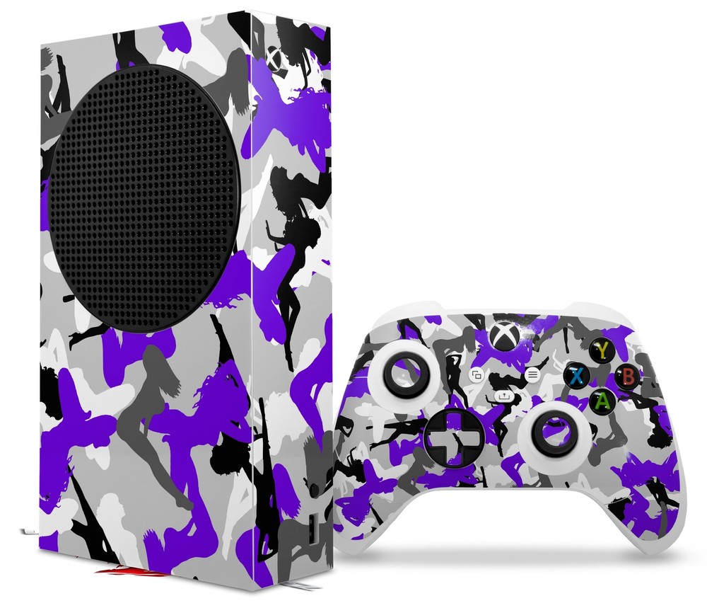 Skins XBOX Series S Console Controller Sexy Girl Silhouette Camo Purple