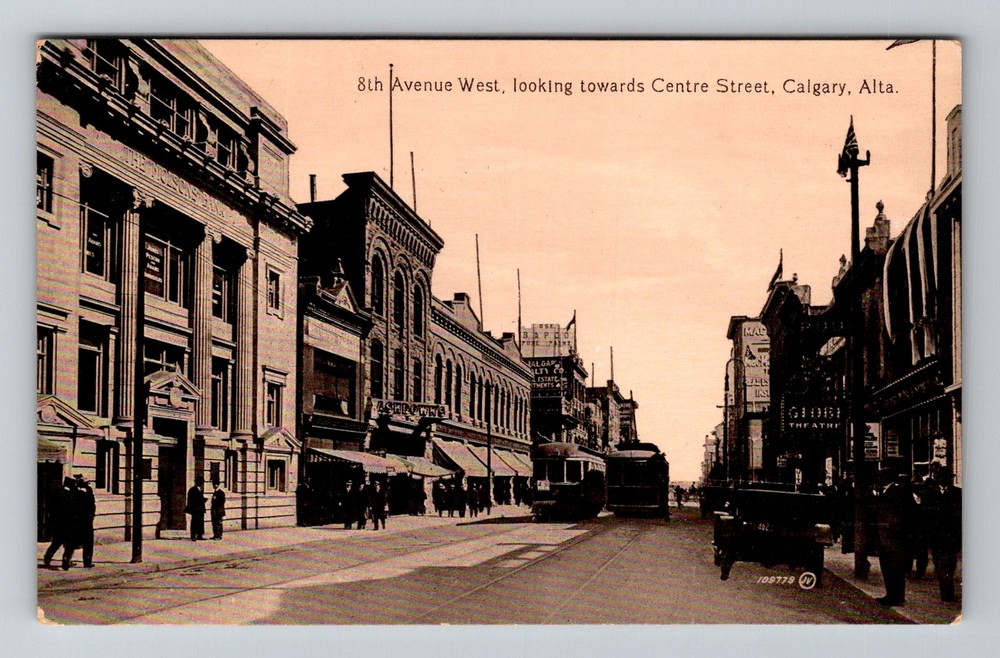Canada- Calgary Alberta Eighth Ave West To Centre Street Old PC Vintage Postcard