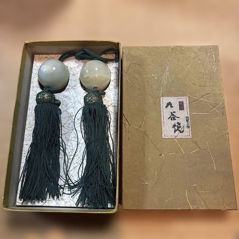 Kutani Ware Hanging Scroll Fuchin Traditional Craft Dark Green Ceramic Network