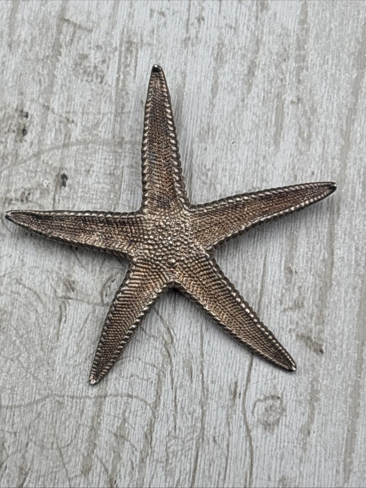 Vintage Textured Sterling Silver 5-Point Starfish Nautical Charm Ocean Pendant