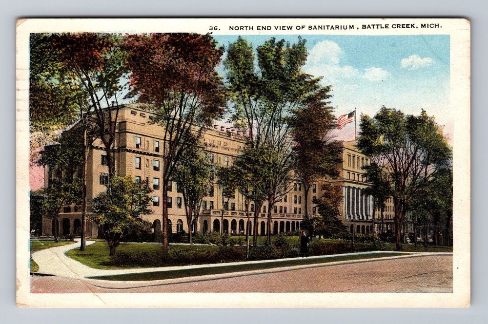 Michigan MI Battle Creek North End View Of Sanitarium Vintage Postcard