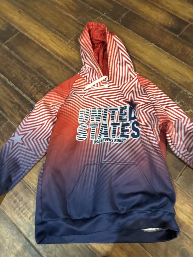 USA Sevens Rugby Official Hoodie Sweatshirt Asssddda Red White Blue Size Medium
