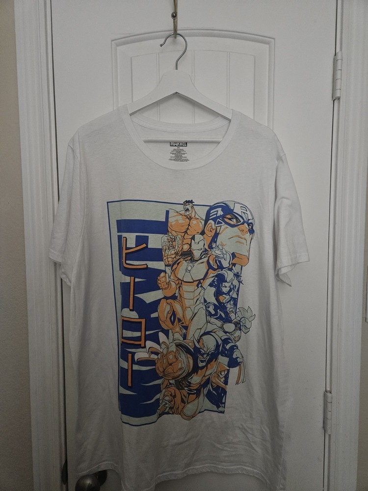Marvel Avengers Wolverine Japanese Katakana Graphic Tee White Size 2XL