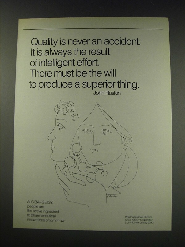 1991 Ciba-Geigy Pharmaceuticals Ad - Quality is never an accident.