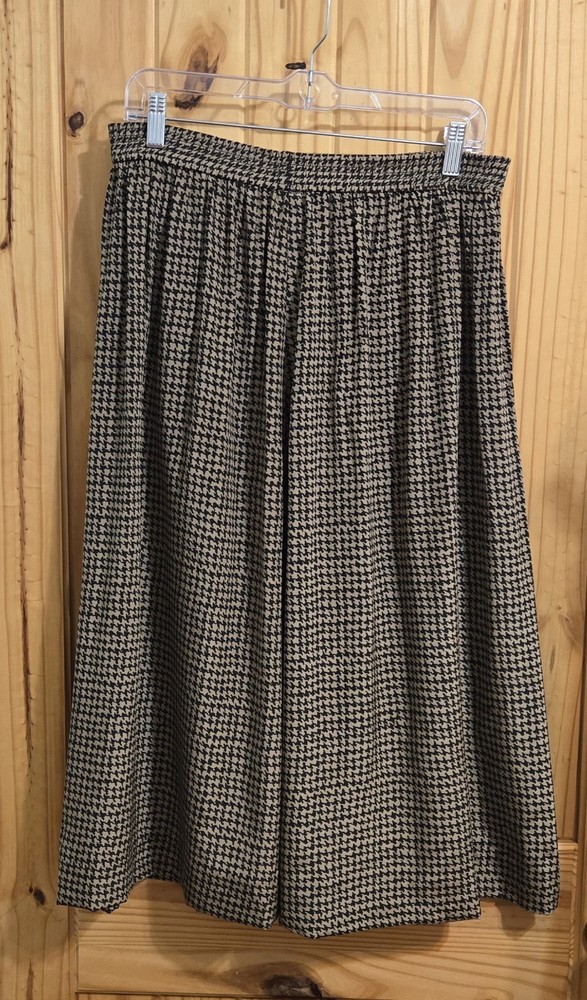 Rafaella Women's Vintage Houndstooth Skirt SZ Med Knee Length 100% Silk